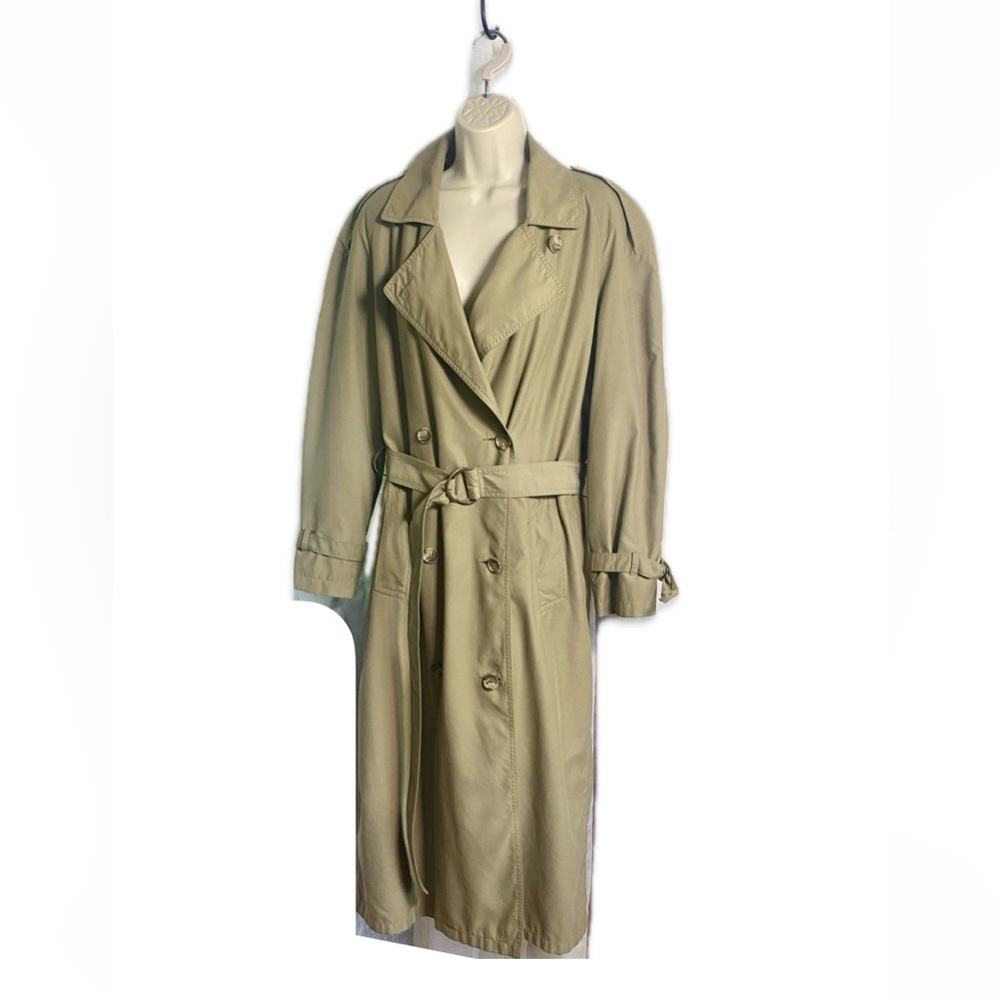 Vintage John Weitz Wool Lined Trench Coat Taupe W 10 Reg